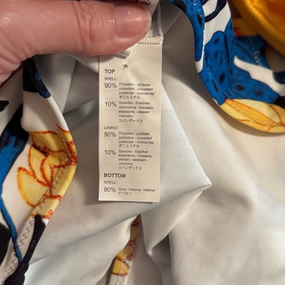 Cupshe Women Sz L Two-Piece Bikini Blue Leaf Print Crisscross Back Tie Swimsuit - Picture 8 of 16